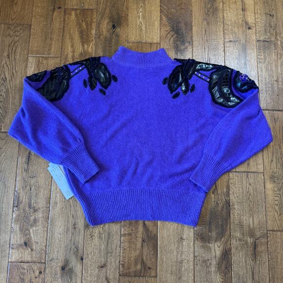 Work In Progress Gladys Badley Vintage Sequin Beaded Silk Angora Sweater Sz L - Picture 6 of 6